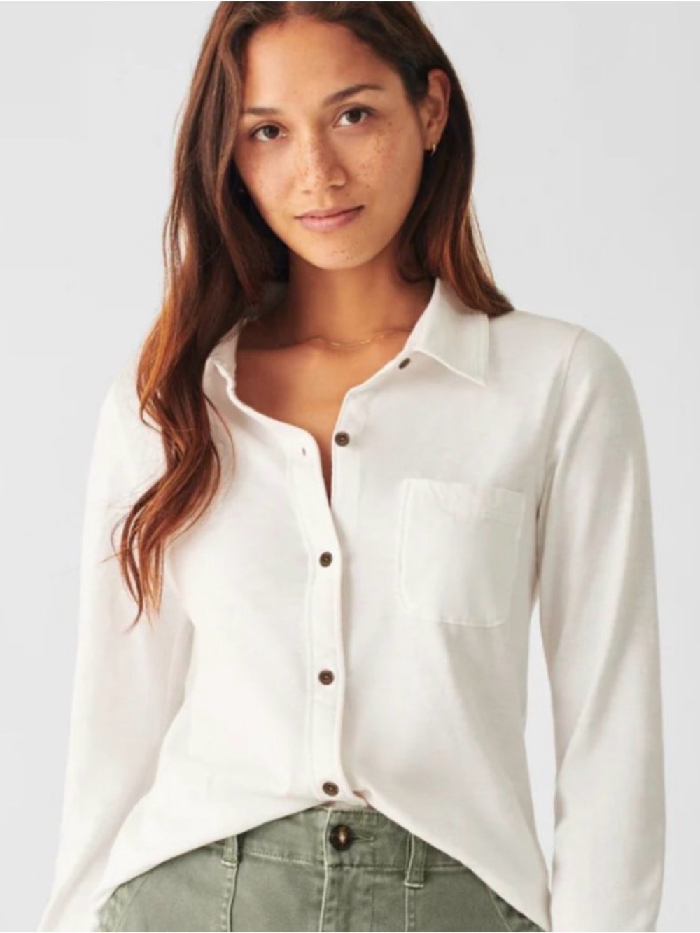 Faherty Sunwashed Knit Shirt White Organic Cotton Small